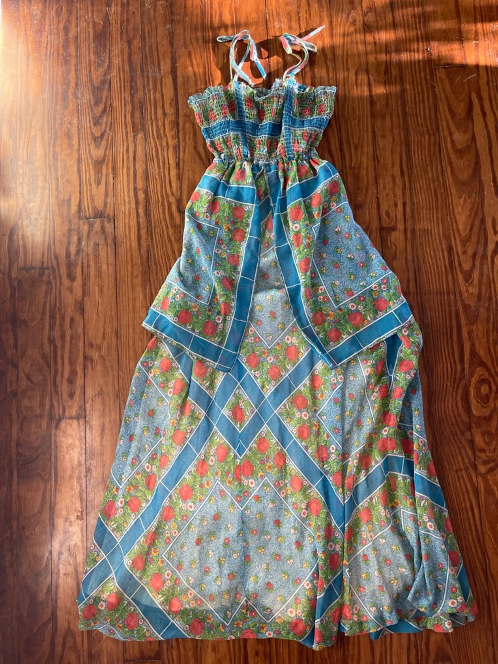 Vintage Boho Folksy Floral Maxi Sundress